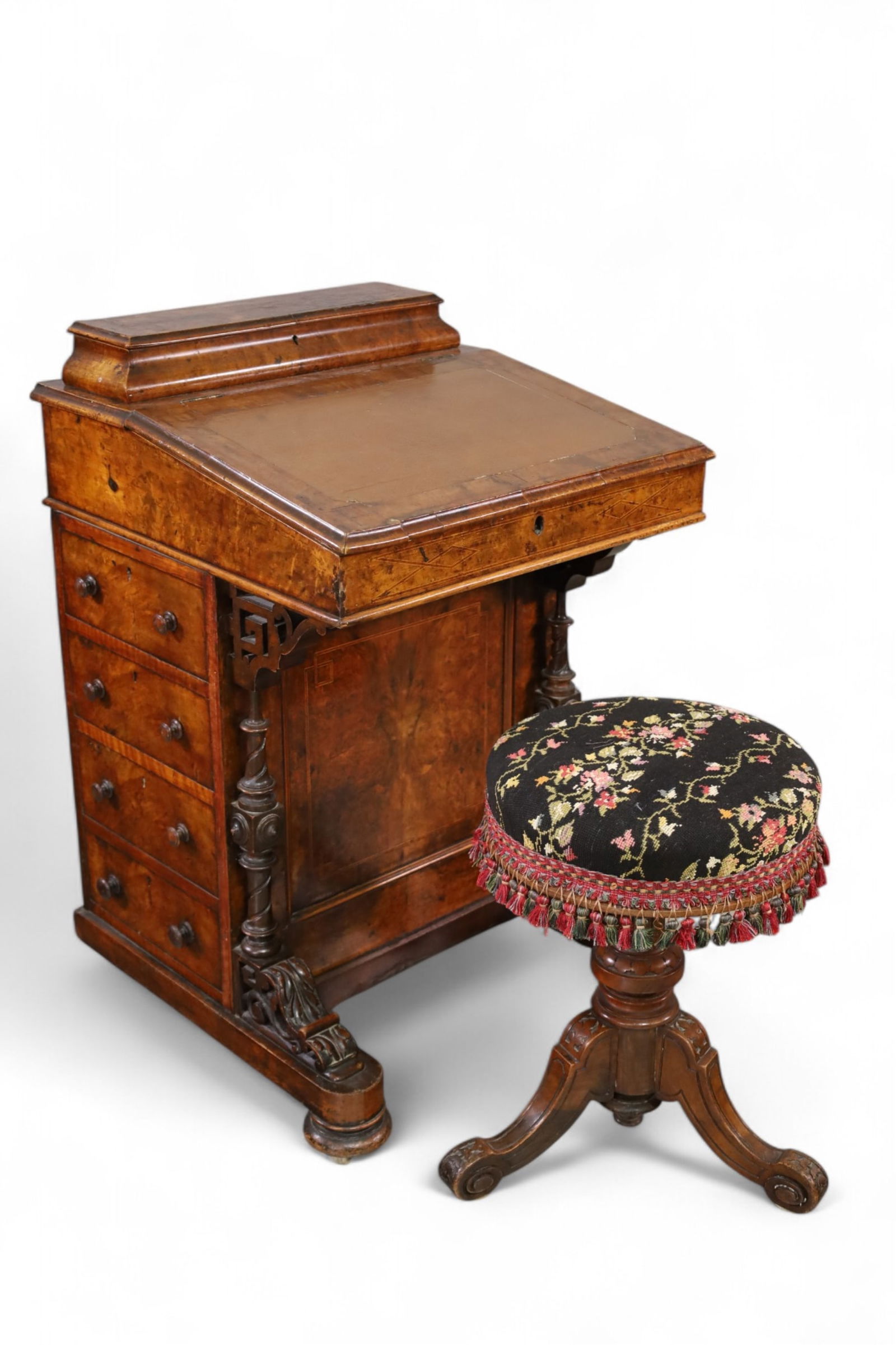 VICTORIAN DAVENPORT DESK W/ STOOL (1 of 7)