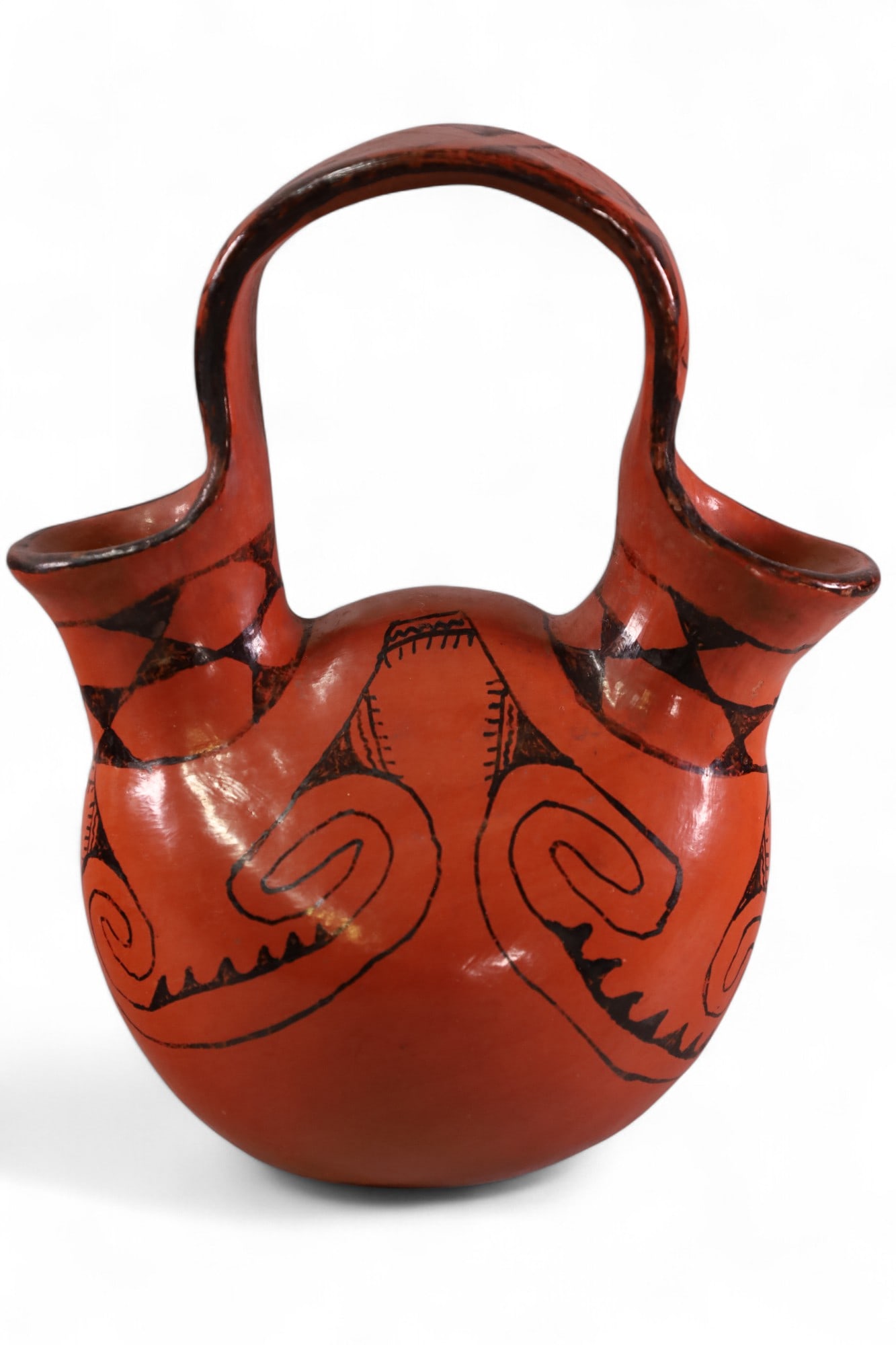 NATIVE AMERICAN WEDDING VASE: UNSIGNED HANDMADE MARICOPA NATIVE AMERICAN WEDDING VASE, 8" H.