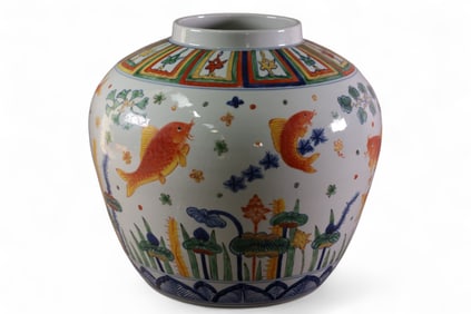 CHINESE PORCELAIN FISH DECORATED VASE