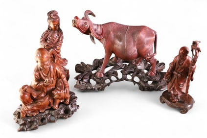 4 CHINESE WOODEN FIGURES