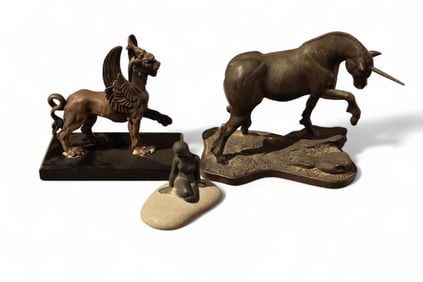 3 METAL CABINET FIGURES