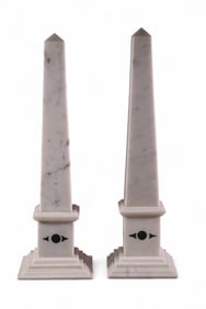 PAIR OF MARBLE OBELISKS