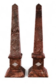 PAIR OF MARBLE OBELISKS