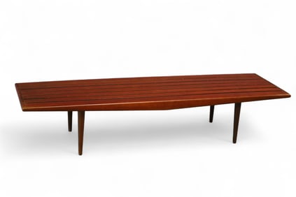 MID CENTURY MODERN SLAT BENCH