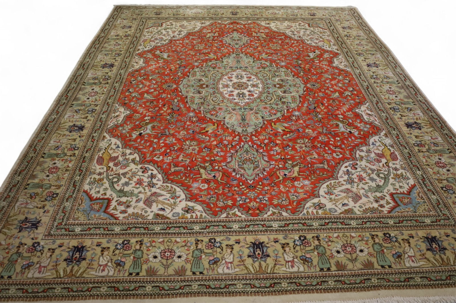 APPROX 12' 3" x 9' HANDMADE WOOL RUG (1 of 5)