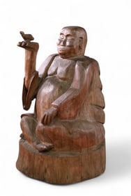 LARGE CARVED WOOD BUDDHA