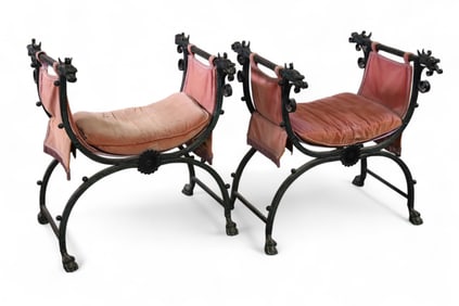 PAIR OF SPANISH REVIVAL THRONE CHAIRS
