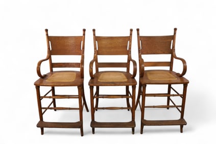 SET OF 3 AMERICAN OAK BILLIARDS CHAIRS