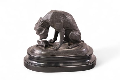 BRONZE DOG SCULPTURE