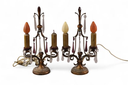PAIR OF 1930'S CANDLE TABLE LAMPS
