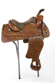 SIMCO LEATHER SADDLE W/ SILVER ACCENTS