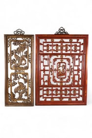 2 ASIAN WOOD PANELS