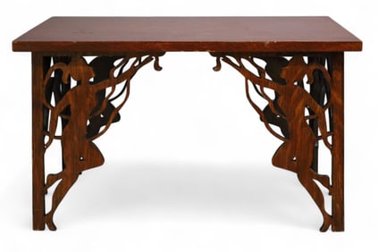 ART NOUVEAU OAK STOOL