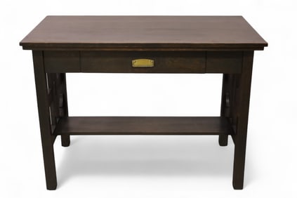 ARTS & CRAFTS OAK LIBRARY TABLE
