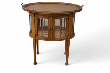 1900'S OAK TEA CADDY VITRINE