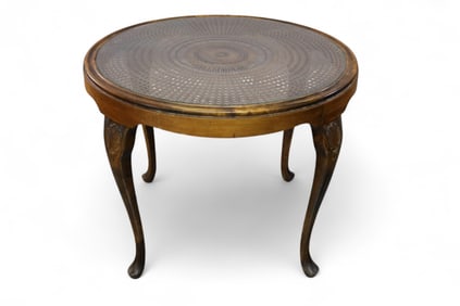 RATTAN CANE TOP LAMP TABLE