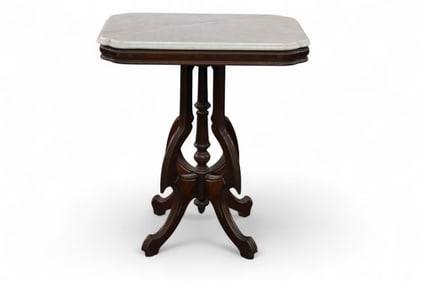VICTORIAN MARBLE TOP LAMP TABLE