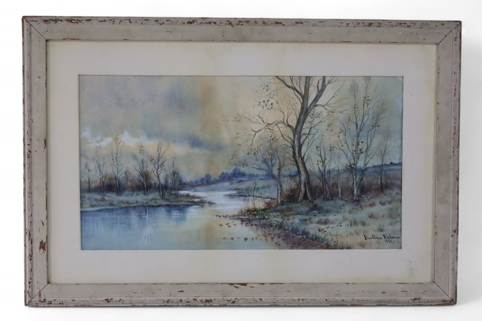 PAULINE PALMER WATERCOLOR: FRAMED WATERCOLOR UNDER GLASS, SIGNED LOWER RIGHT. 37" x 24" IN FRAME