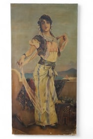 LARGE ANTIQUE GYPSY PAINTING