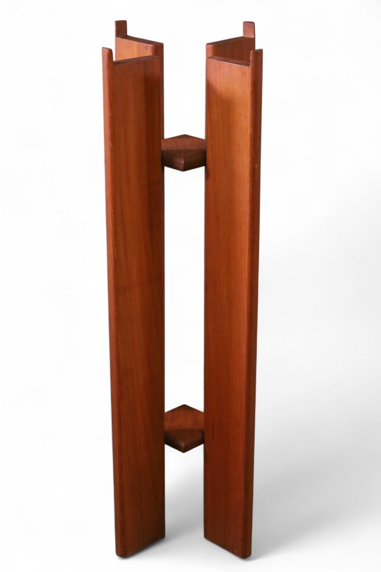 TEAK PLANT STAND: MID CENTURY MODERN TEAK PLANT STAND, 10" x 10" x 28" H.