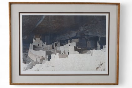 FRAMED CLIFF DWELLING ETCHING