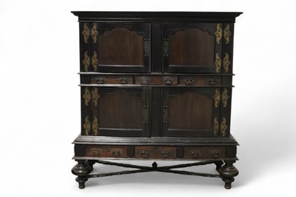 LARGE ANTIQUE DUTCH 4 DOOR CUPBOARD