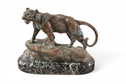SMALL BRONZE LION STATUE