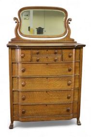 LARGE AMERICAN OAK HIGHBOY