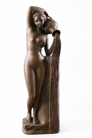 ART NOUVEAU STYLE METAL LADY STATUE