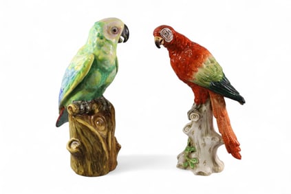 2 PORCELAIN PARROTS