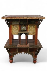 LARGE ANTIQUE PAINTED ASIAN SHRINE