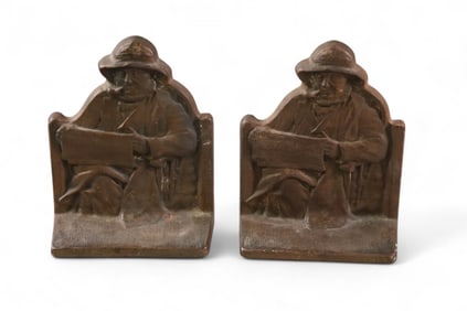 PAIR OF 1928 FISHERMAN CAST IRON BOOKENDS