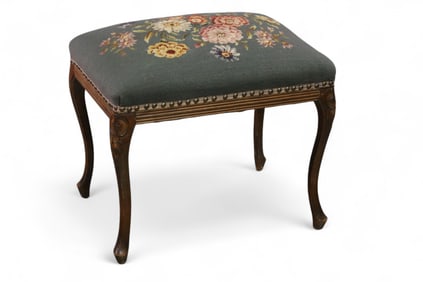 NEEDLEPOINT FRENCH STYLE STOOL