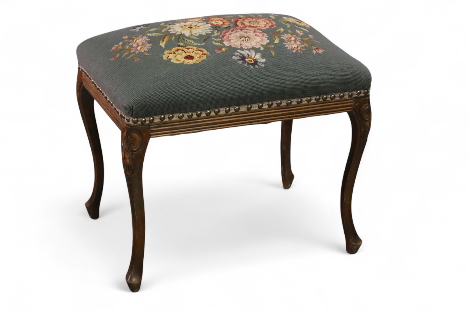 NEEDLEPOINT FRENCH STYLE STOOL (1 of 3)