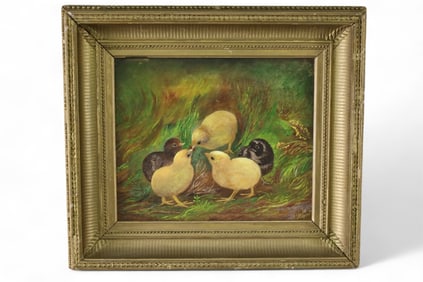 ANTIQUE CHICKEN PAINTING