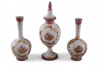 3 PIECE BRISTOL GLASS SET