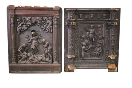 2 ANTIQUE CARVED PANELS