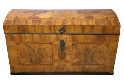 LARGE ANTIQUE INLAID & BURLED TRUNK