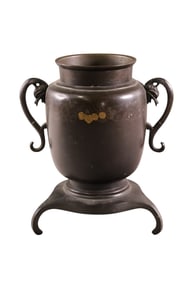 CHINESE BRONZE FOOTED VASE