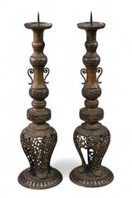 PAIR OF BRASS PRICKETS