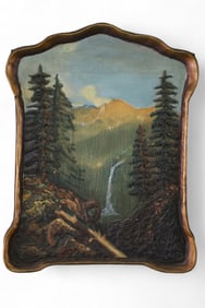1920'S  ANTIQUE FOREST SCENE PAINTING