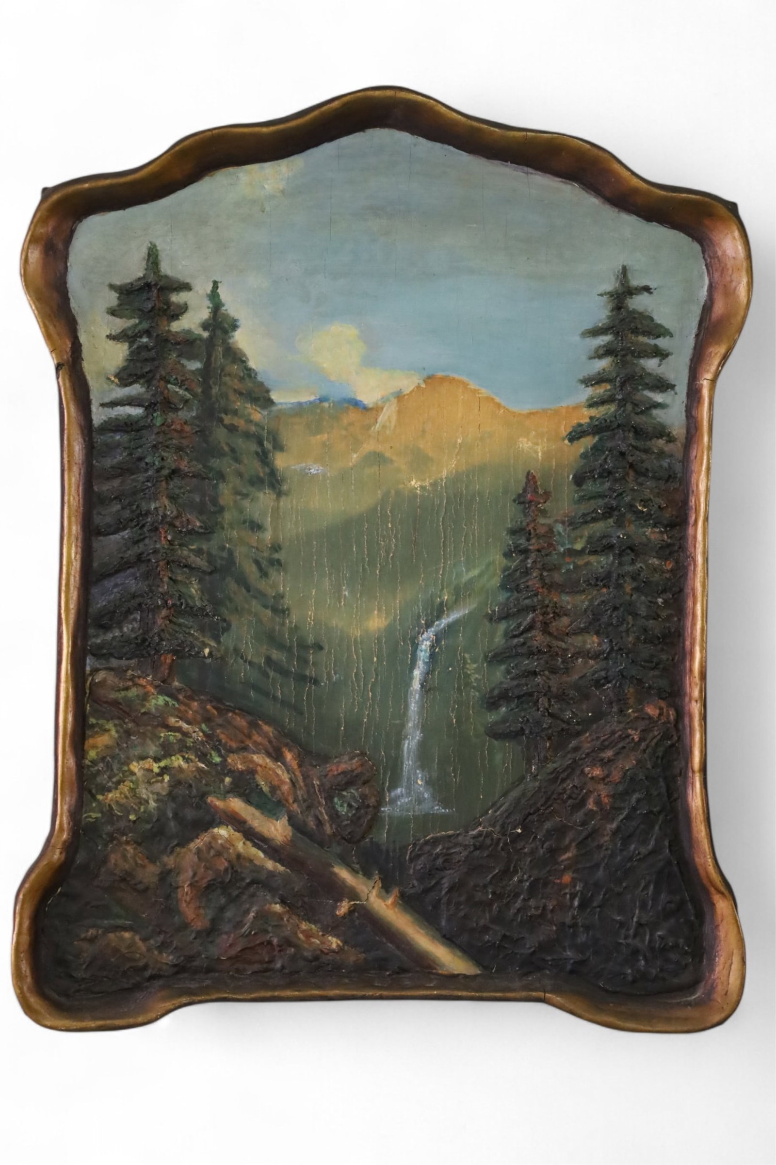 1920'S  ANTIQUE FOREST SCENE PAINTING (1 of 2)