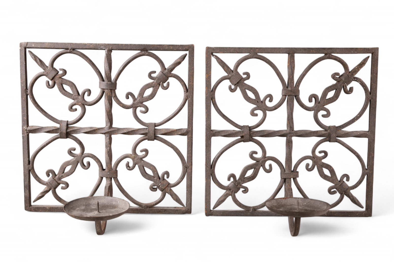 PAIR OF IRON CANDLE HOLDERS (1 of 2)