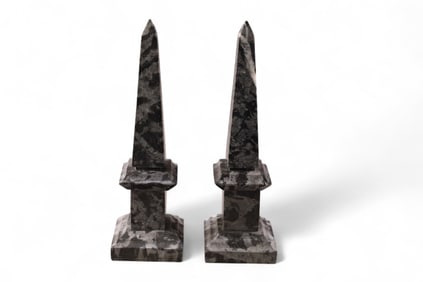PAIR OF MARBLE OBELISKS