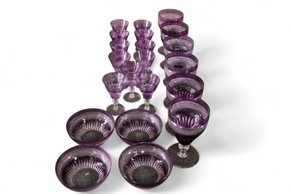 PURPLE ETCHED BOHEMIAN STEMWARE