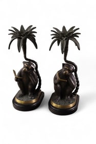 PAIR OF MONKEY CANDLESTICKS