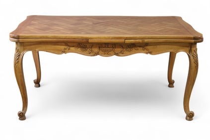 FRENCH STYLE PARQUETRY TOP DINING TABLE