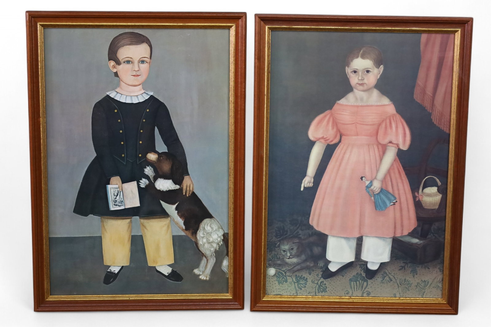PAIR OF FRAMED FOLK ART STYLE PRINTS (1 of 2)