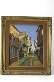 STREET SCENE OIL PAINTING