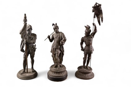 3 ROMAN STYLE SPELTER STATUES